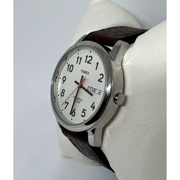 Timex Easy Reader T20041 Men's Brown Leather Analog Dial Quartz Watch HME88 - Picture 3 of 11